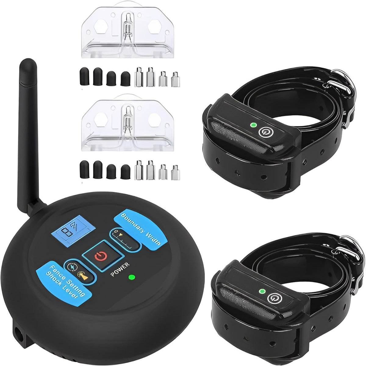 Wireless Dog Boundary System with Remote Training Control - Adjustable Range, Waterproof Collar, and Rechargeable Battery