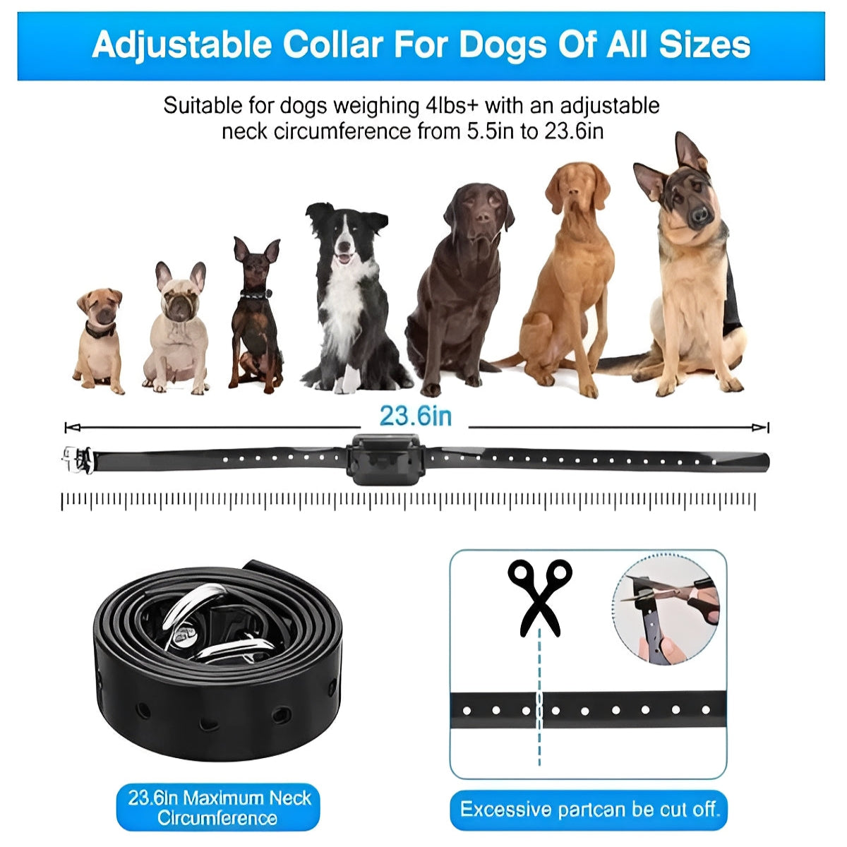 Wireless Dog Boundary System with Remote Training Control - Adjustable Range, Waterproof Collar, and Rechargeable Battery