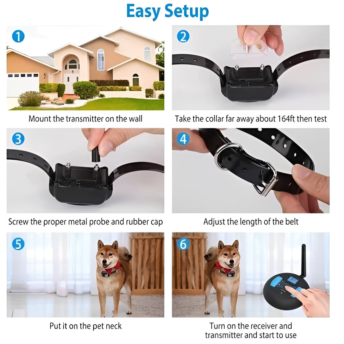 Wireless Dog Boundary System with Remote Training Control - Adjustable Range, Waterproof Collar, and Rechargeable Battery