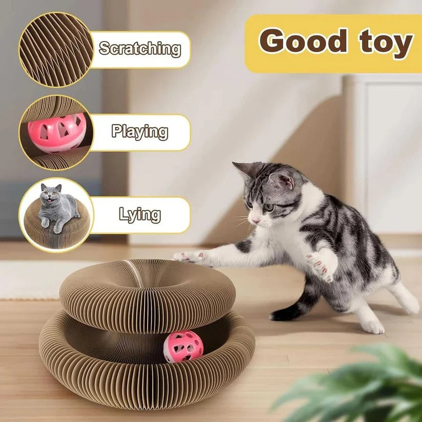Eco-Friendly Recyclable Cat Scratching Pad Set with Interactive Ball Toy - Pack of 2 for Engaging Playtime and Healthy Claws