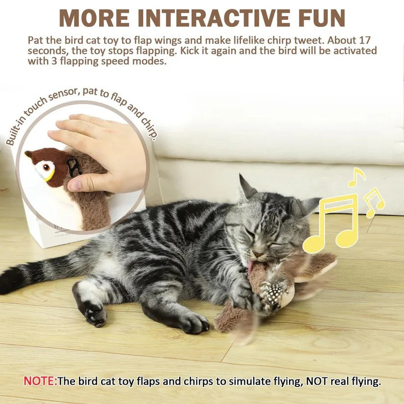 Interactive Automatic Flapping Bird Cat Toy with Secure Attachment Clip - Engaging Pet Playtime Solution