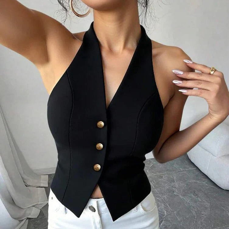 Tailored Fit Women's Structured Sleeveless Vest - Stylish & Versatile Outerwear
