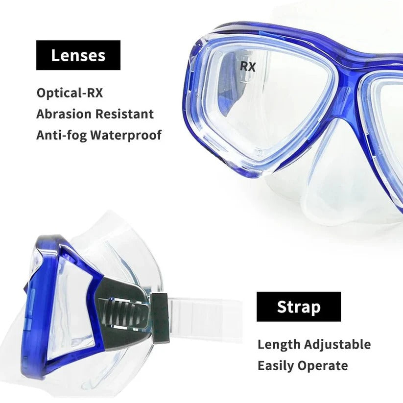 Premium Tempered Glass Scuba Mask with Silicone Seal - Anti-Fog Lens for Clear Underwater Vision