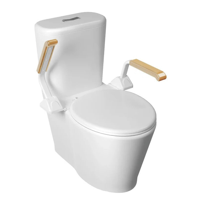 Adjustable Toilet Safety Rail with Dual Armrests - Elderly Support & Fall Prevention Aid