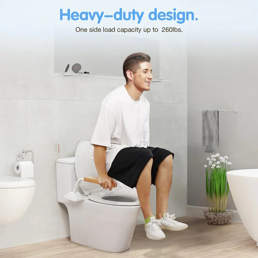 Adjustable Toilet Safety Rail with Dual Armrests - Elderly Support & Fall Prevention Aid