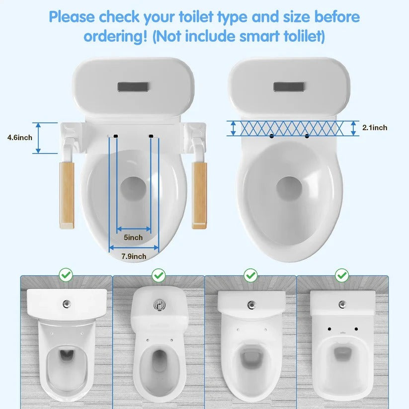 Adjustable Toilet Safety Rail with Dual Armrests - Elderly Support & Fall Prevention Aid