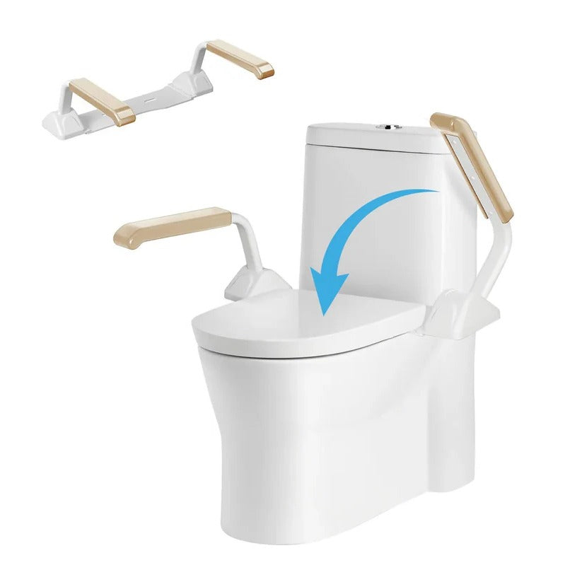 Adjustable Toilet Safety Rail with Dual Armrests - Elderly Support & Fall Prevention Aid