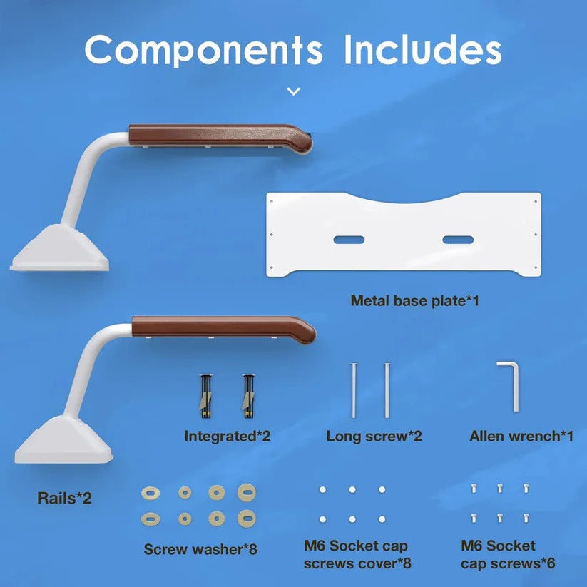 Adjustable Toilet Safety Rail with Dual Armrests - Elderly Support & Fall Prevention Aid