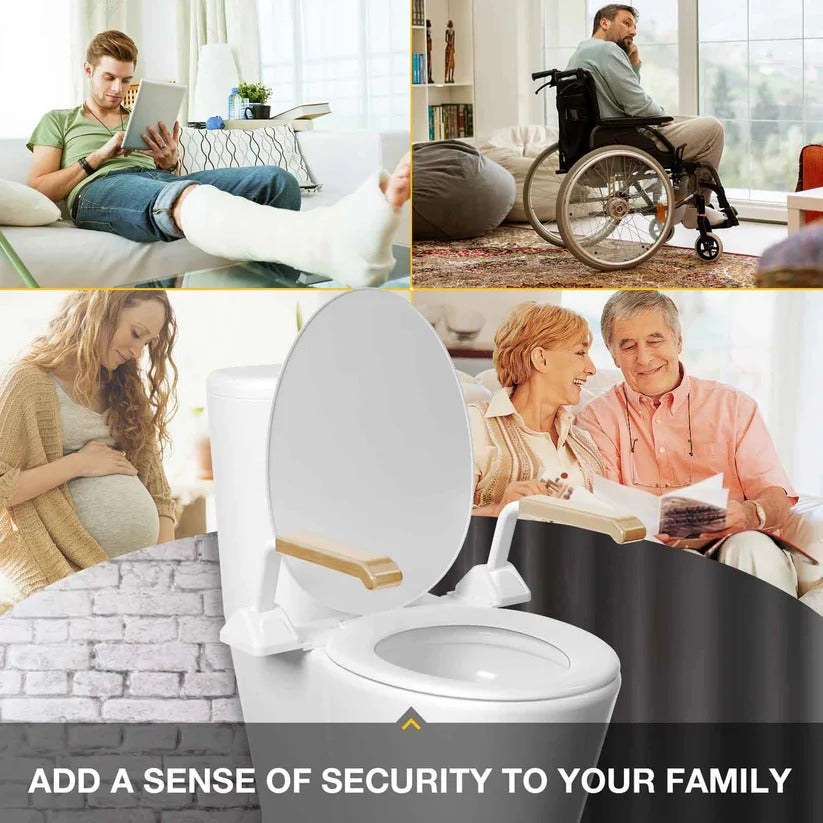 Adjustable Toilet Safety Rail with Dual Armrests - Elderly Support & Fall Prevention Aid