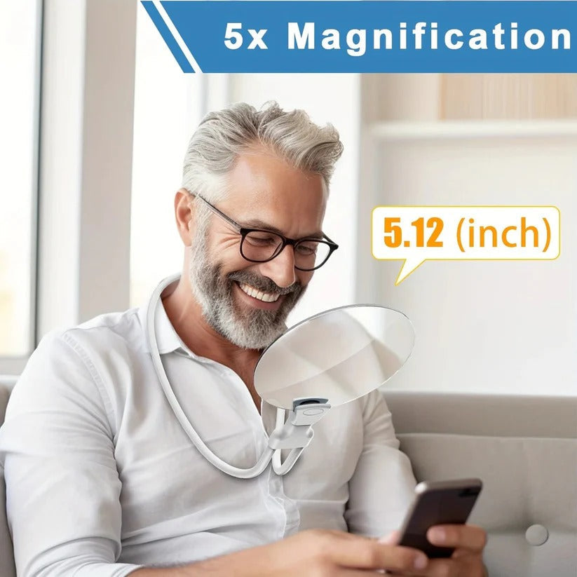 Hands-Free Neck Magnifying Glass - 5X Magnification for Detailed Viewing - Ideal for Hobbies, Crafts, and Reading