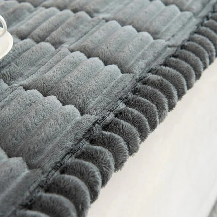 Elegant Pleated Skirt Plush Sofa Slipcover - Soft, Durable & Stylish Protection for Your Furniture