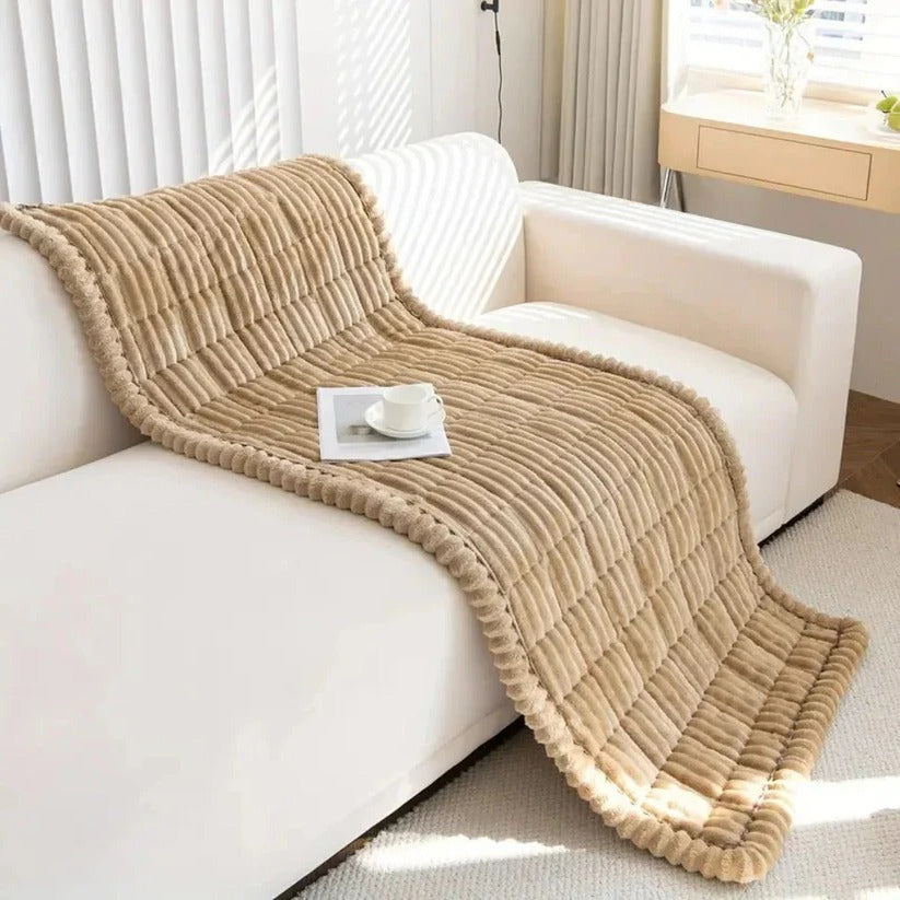Elegant Pleated Skirt Plush Sofa Slipcover - Soft, Durable & Stylish Protection for Your Furniture