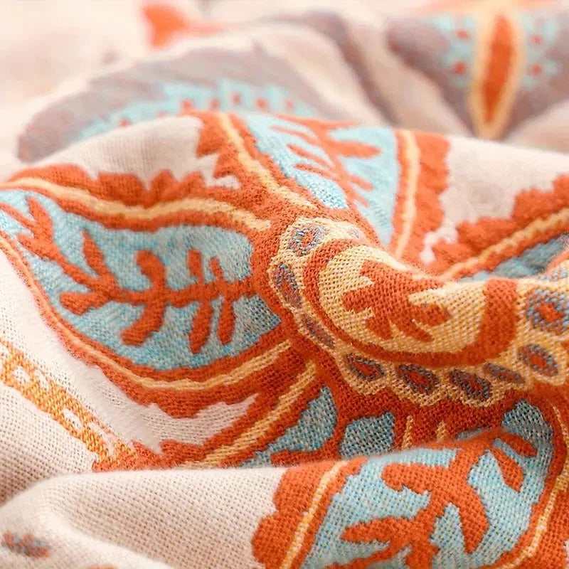 Boho Floral Cotton Blanket - Stylish Decorative Pattern for Cozy Home Decor