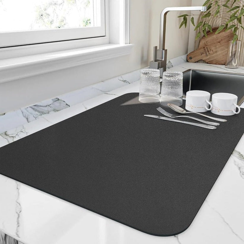 Quick Absorbent Microfiber Kitchen Dish Drying Mat - Ultra-Absorbent, Fast-Drying, Non-Slip Design