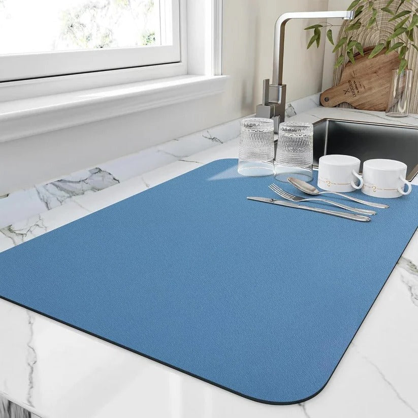 Quick Absorbent Microfiber Kitchen Dish Drying Mat - Ultra-Absorbent, Fast-Drying, Non-Slip Design