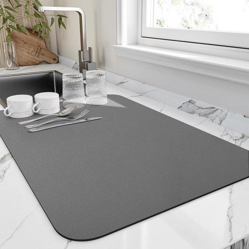 Quick Absorbent Microfiber Kitchen Dish Drying Mat - Ultra-Absorbent, Fast-Drying, Non-Slip Design