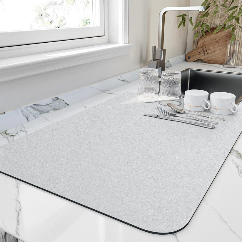 Quick Absorbent Microfiber Kitchen Dish Drying Mat - Ultra-Absorbent, Fast-Drying, Non-Slip Design
