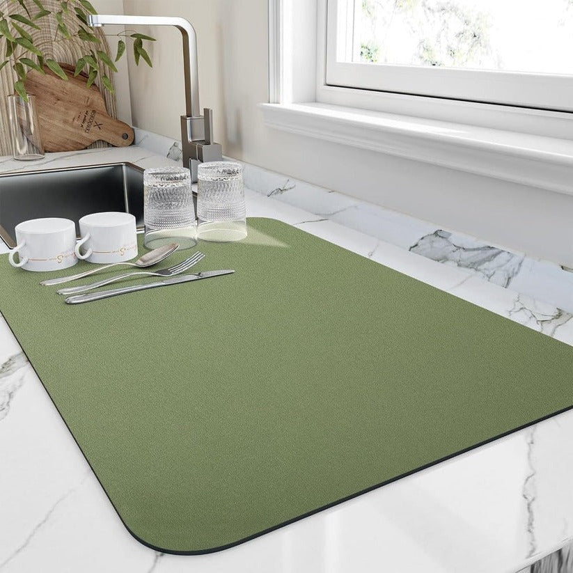 Quick Absorbent Microfiber Kitchen Dish Drying Mat - Ultra-Absorbent, Fast-Drying, Non-Slip Design