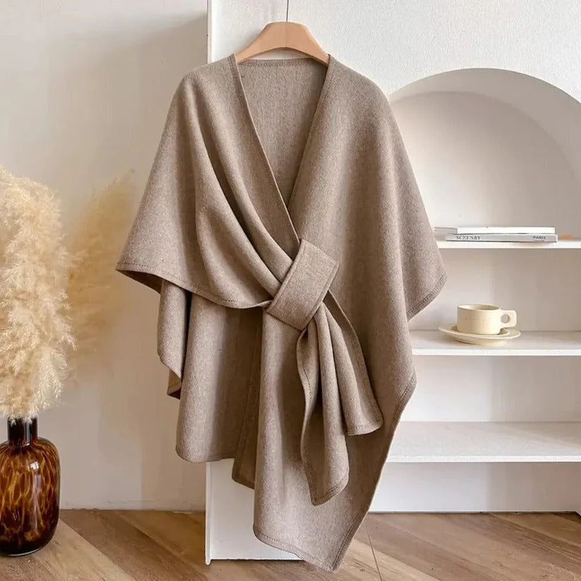 Women's Adjustable Front Closure Microfiber Poncho Coat - Lightweight & Stylish Outerwear