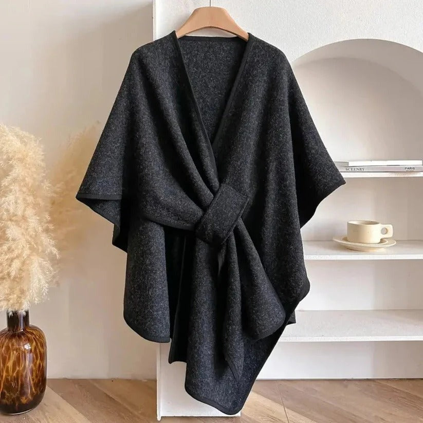 Women's Adjustable Front Closure Microfiber Poncho Coat - Lightweight & Stylish Outerwear
