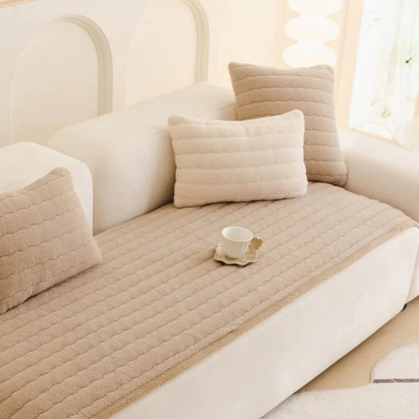 Textured Thick Plush Sofa Slipcover - Anti-Slip Grip, Washable & Durable Design for Ultimate Comfort