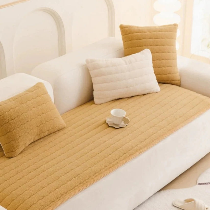Textured Thick Plush Sofa Slipcover - Anti-Slip Grip, Washable & Durable Design for Ultimate Comfort