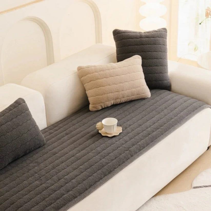 Textured Thick Plush Sofa Slipcover - Anti-Slip Grip, Washable & Durable Design for Ultimate Comfort
