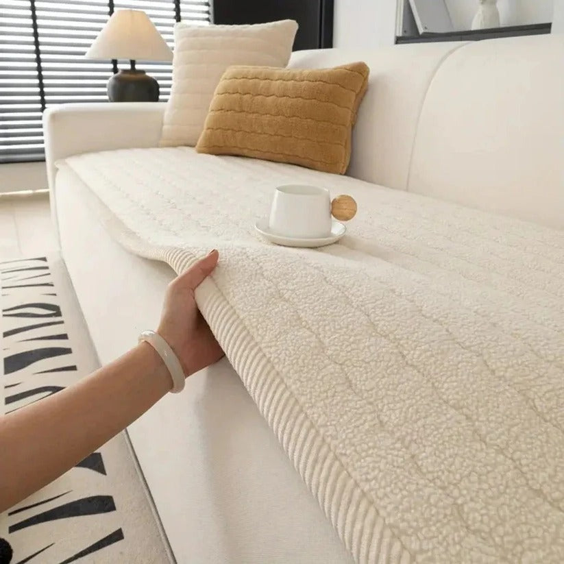 Textured Thick Plush Sofa Slipcover - Anti-Slip Grip, Washable & Durable Design for Ultimate Comfort