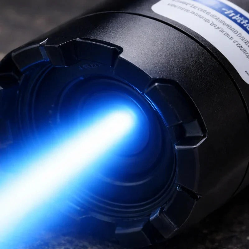 Rechargeable Adjustable Focus Blue Beam Flashlight - High-Intensity LED, Waterproof, Portable & Lightweight