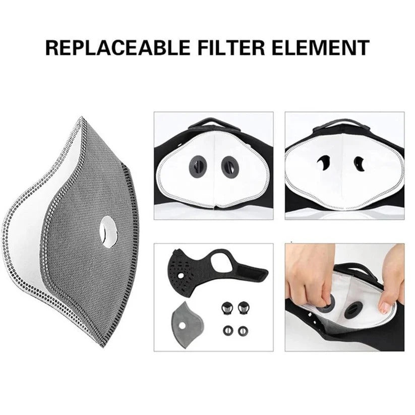 Reusable Breathable Face Mask with Replaceable Carbon Filter - Comfortable, Adjustable, and Eco-Friendly Protection