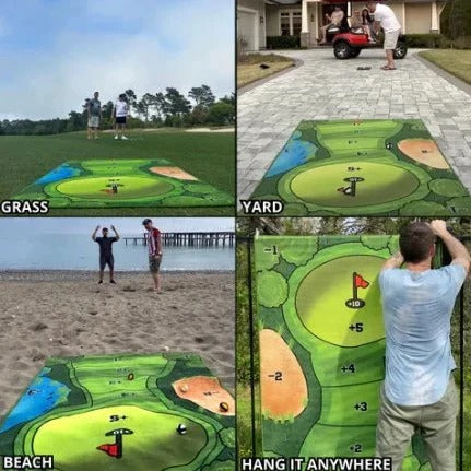 Mini Tabletop Golf Putting Practice Set - Includes Adhesive Target Base Pad for Indoor Training