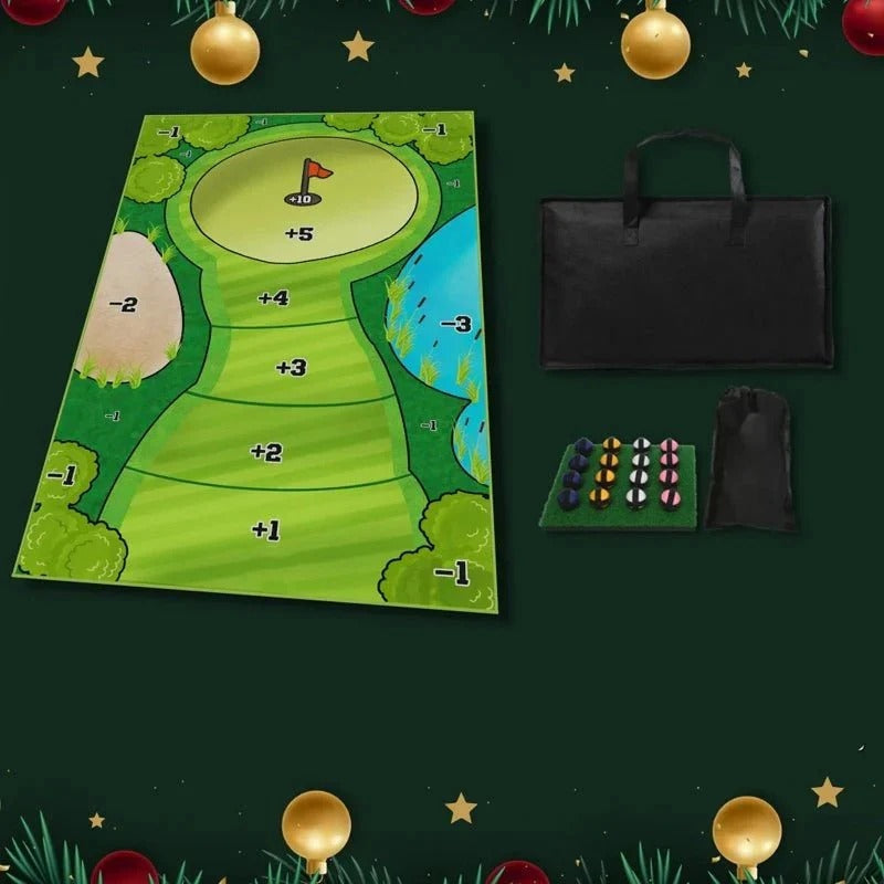 Mini Tabletop Golf Putting Practice Set - Includes Adhesive Target Base Pad for Indoor Training