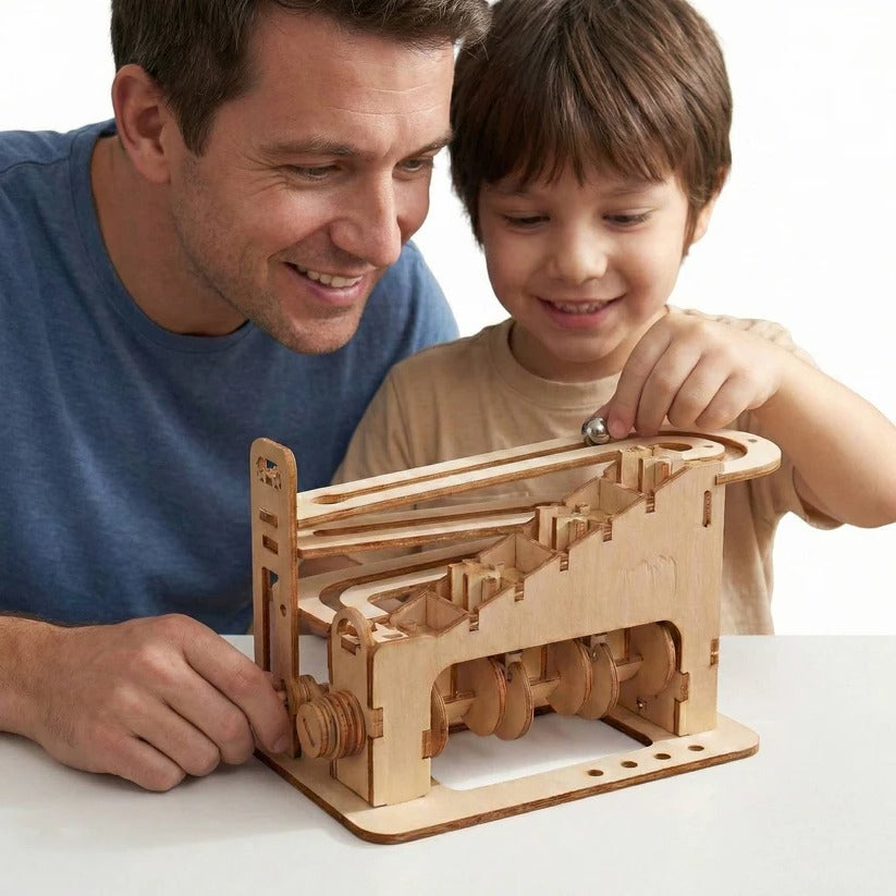 3D DIY Wooden Mechanical Marble Run Building Kit for Adults - Engaging STEM Toy & Creative Puzzle