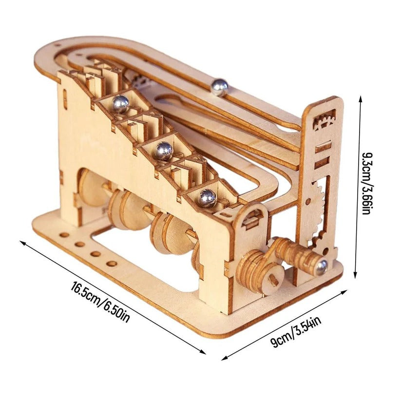3D DIY Wooden Mechanical Marble Run Building Kit for Adults - Engaging STEM Toy & Creative Puzzle