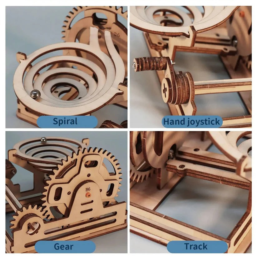 3D DIY Wooden Mechanical Marble Run Building Kit for Adults - Engaging STEM Toy & Creative Puzzle