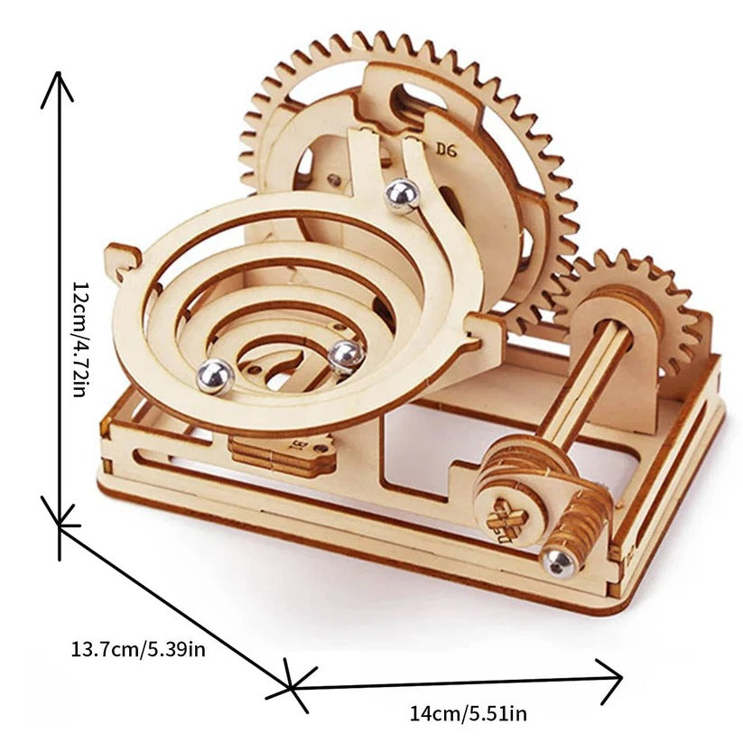 3D DIY Wooden Mechanical Marble Run Building Kit for Adults - Engaging STEM Toy & Creative Puzzle