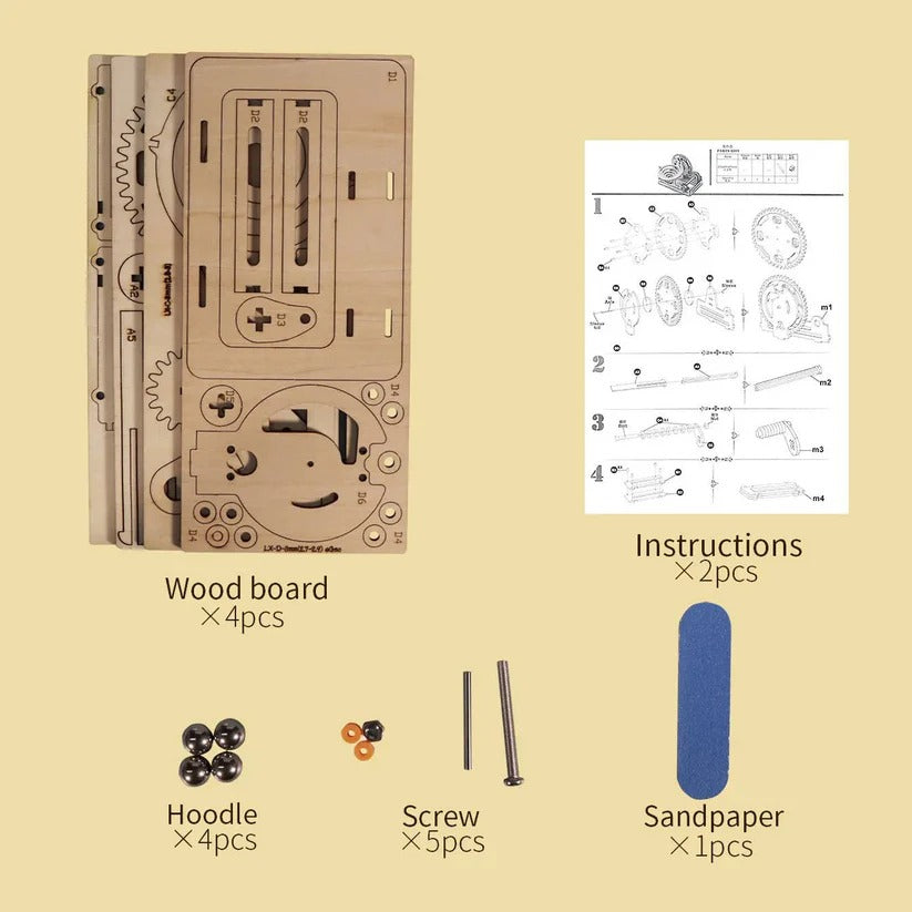 3D DIY Wooden Mechanical Marble Run Building Kit for Adults - Engaging STEM Toy & Creative Puzzle