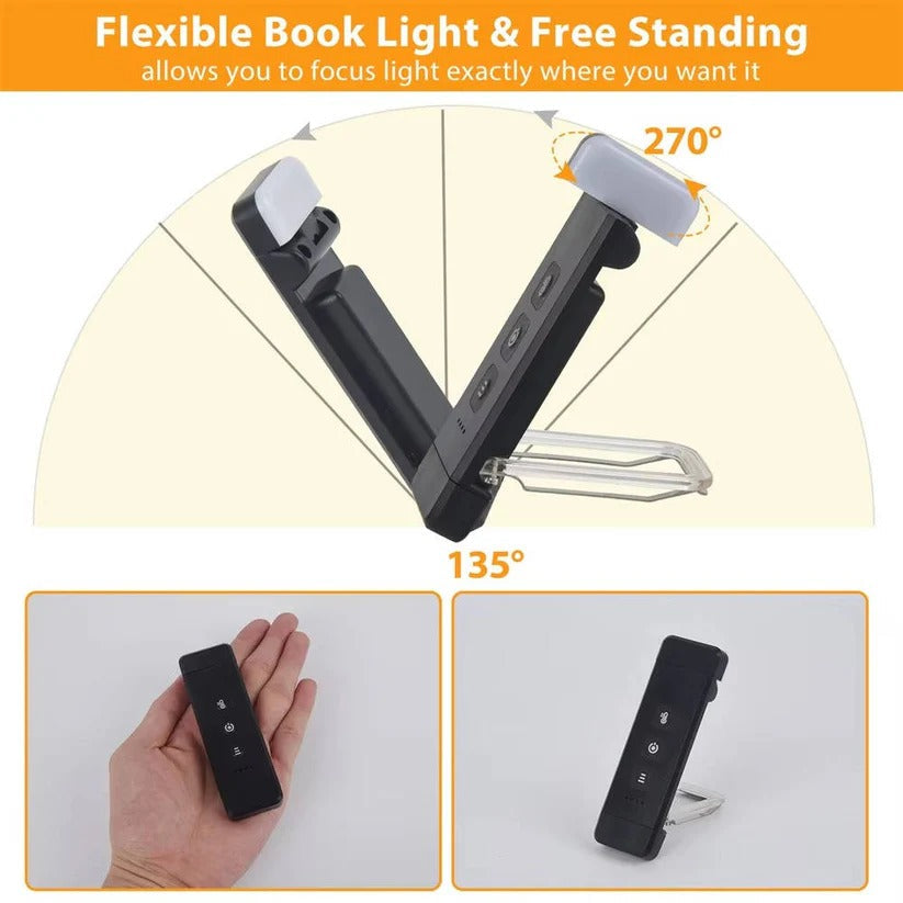 Mini USB Rechargeable LED Reading Lamp with Timer & Clip-On Design - Portable, Adjustable Brightness, Ideal for Books & Laptops