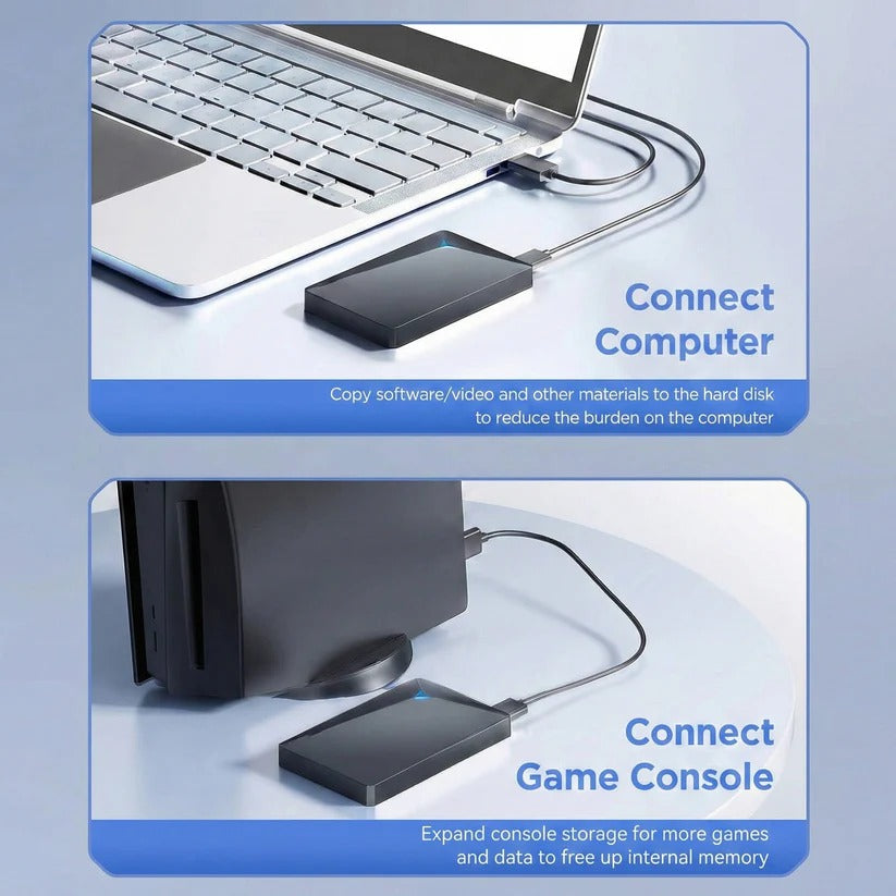 High-Speed USB 3.0 External Hard Drive - Portable Storage for PC & Mac - Fast Data Transfer, 1TB/2TB Options