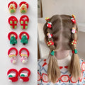 10-Piece Holiday Elastic Ponytail Hair Ties Set for Kids - Festive & Durable Hair Accessories