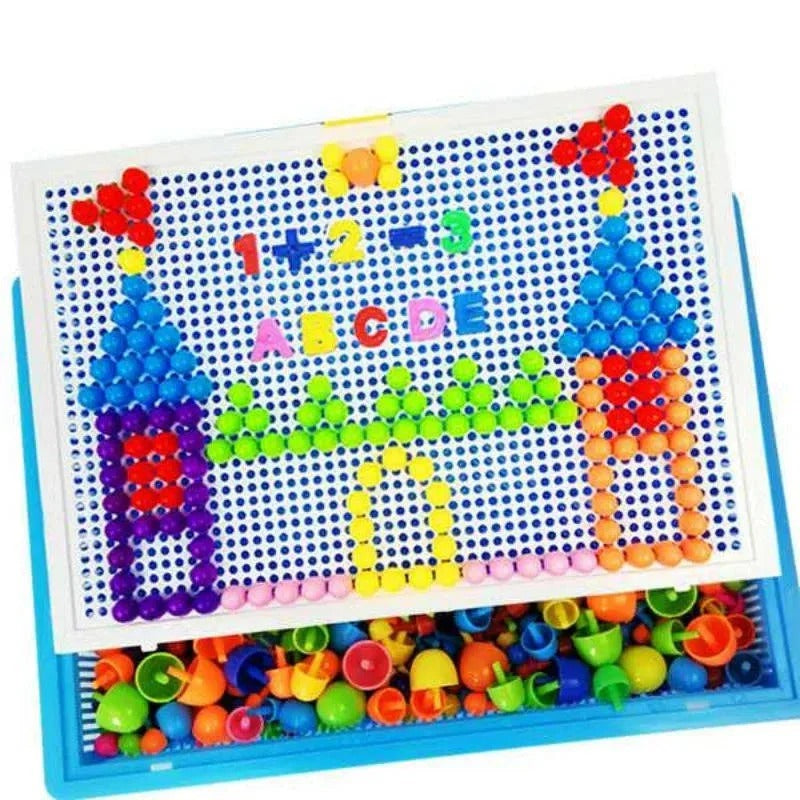 Kids Mosaic Peg Board Puzzle Set - 296 Colorful Pieces with Convenient Storage Box | Creative STEM Activity for Hours of Fun