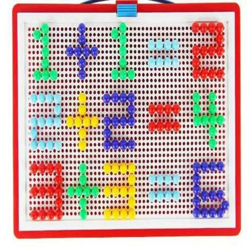 Kids Mosaic Peg Board Puzzle Set - 296 Colorful Pieces with Convenient Storage Box | Creative STEM Activity for Hours of Fun