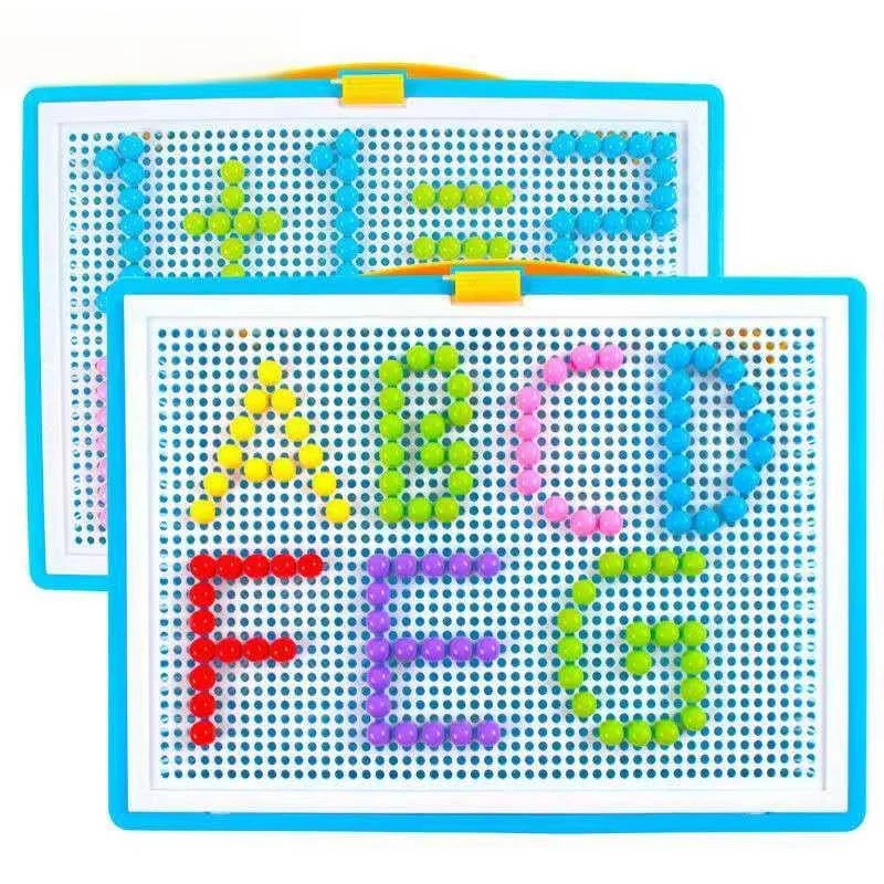 Kids Mosaic Peg Board Puzzle Set - 296 Colorful Pieces with Convenient Storage Box | Creative STEM Activity for Hours of Fun