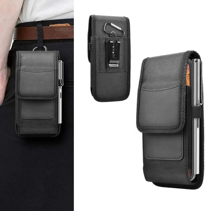 Premium Cell Phone Belt Clip Case with Secure Pouch & Flap Closure - Universal Fit for All Smartphones