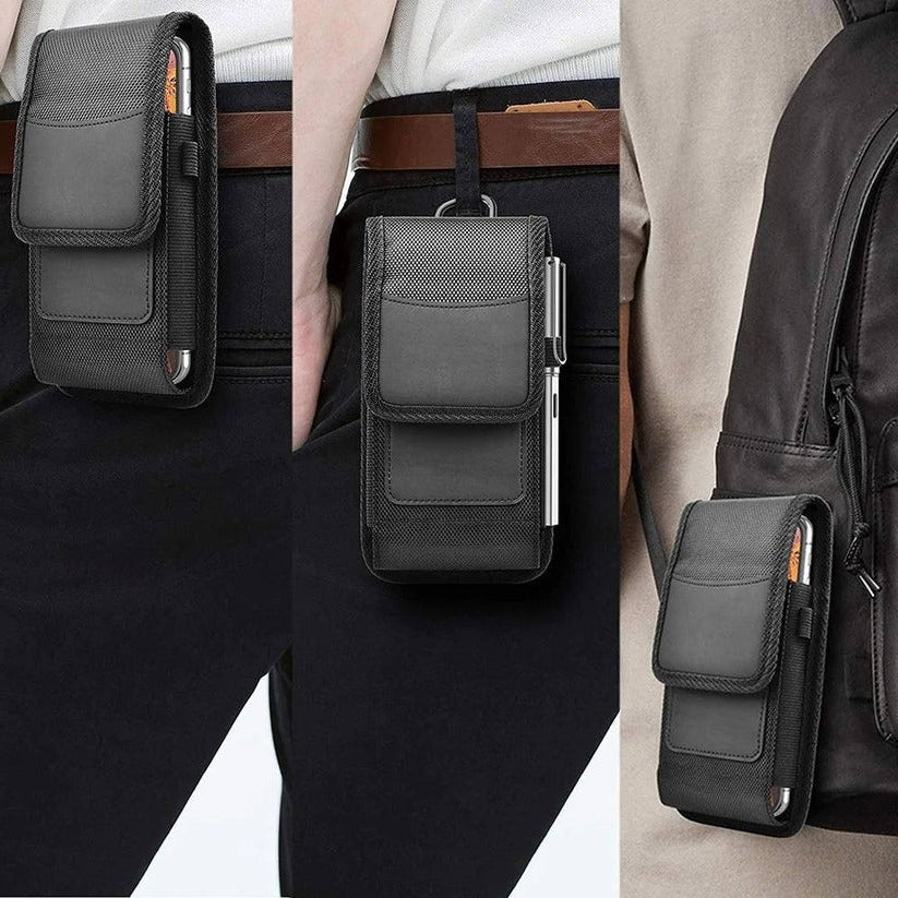 Premium Cell Phone Belt Clip Case with Secure Pouch & Flap Closure - Universal Fit for All Smartphones