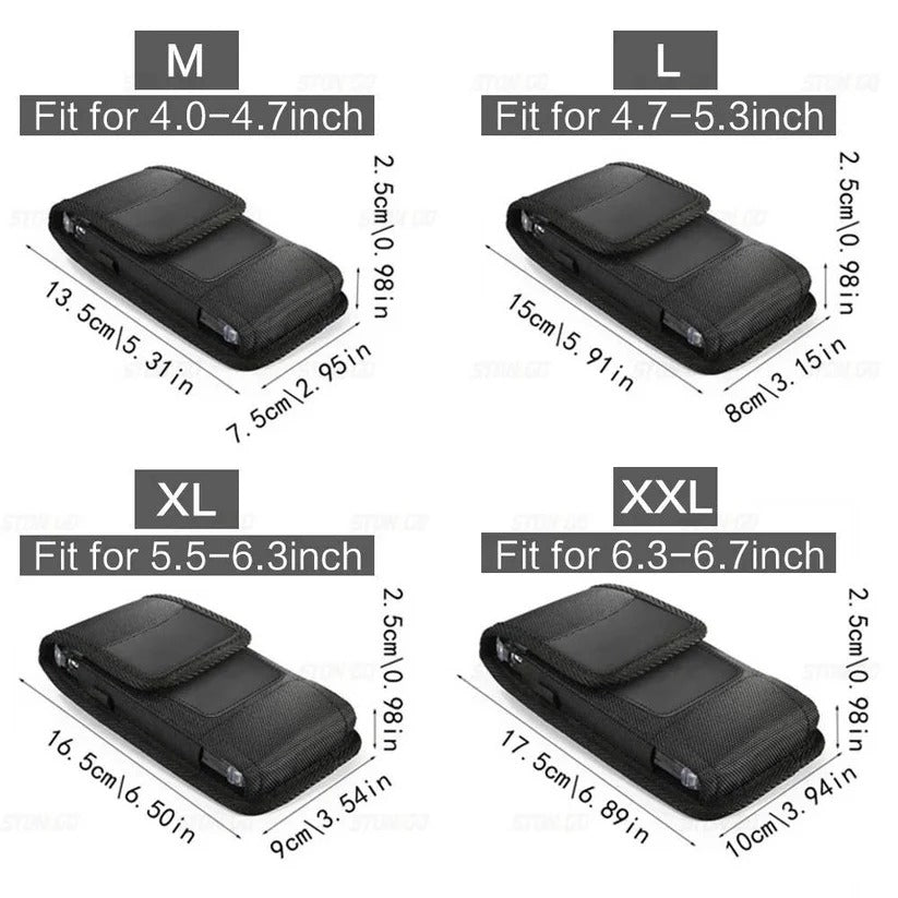 Premium Cell Phone Belt Clip Case with Secure Pouch & Flap Closure - Universal Fit for All Smartphones