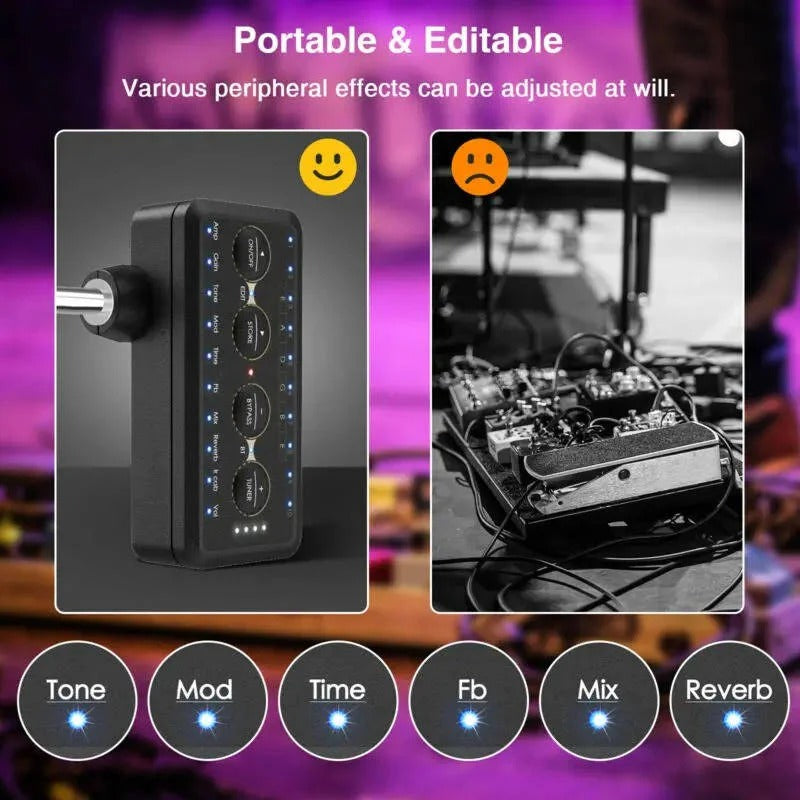Compact Mini Headphone Guitar Amplifier with 10 Preamps & USB Recording - Perfect for Musicians