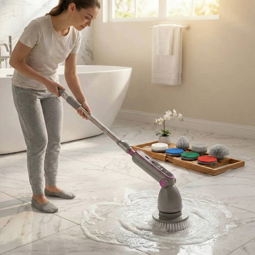 Powerful Electric Spin Scrubber with Rotating Brush Head & Adjustable Ergonomic Handle - Perfect for Deep Cleaning!