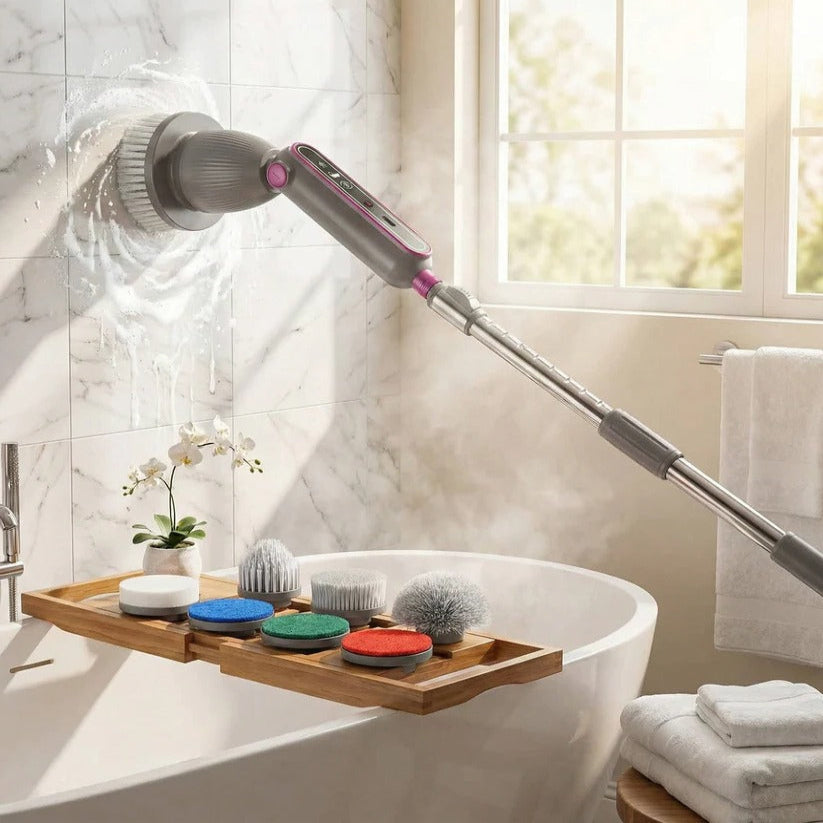 Powerful Electric Spin Scrubber with Rotating Brush Head & Adjustable Ergonomic Handle - Perfect for Deep Cleaning!