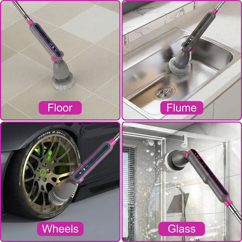 Powerful Electric Spin Scrubber with Rotating Brush Head & Adjustable Ergonomic Handle - Perfect for Deep Cleaning!